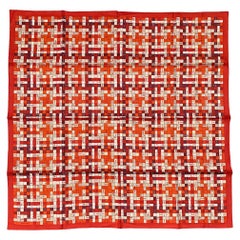 NWT Hermes Bolduc Au Carre Scarf 90 Rouge Bordeaux Gris