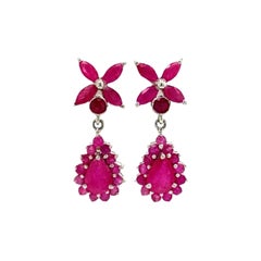 Boucles d'oreilles pendantes en argent Sterling Ruby, faites à la main Cadeau pour Maman
