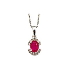 Colgante minimalista de semihalo de rubí y diamante para mamá en joyería de plata maciza