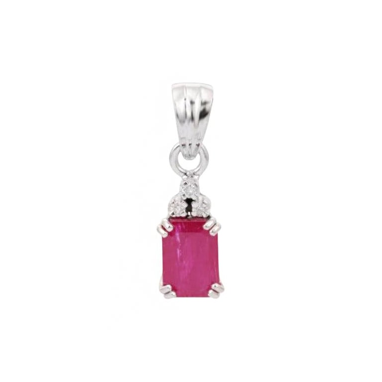 Octagon Ruby Diamond Everyday Pendentif pour Girlfriend Gift in 925 Silver Jewelry
