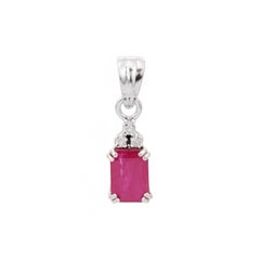 Colgante Octógono de Rubí y Diamantes para Regalo de Novia en Joyería de Plata 925