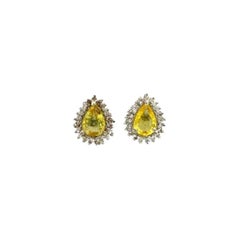 Zafiro amarillo Hope you Halo Pendiente de diamantes para mamá en plata de ley