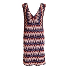 MISSONI Vestido Midi de Punto de Crochet Multicolor Vibrante con Cuello en V 40