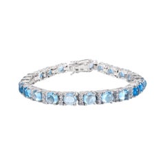 Bracciale tennis in argento 925 da 14,49 carati con topazio blu e diamanti per la mamma