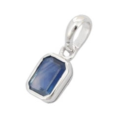 Minimalist Blue Sapphire Unisex Pendant Handcrafted in 925 Sterling Silver