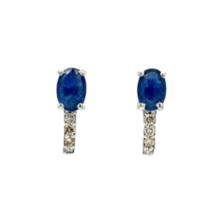 Blue Sapphire Diamond Dainty Stud Earrings for Mothers Gift Made in 925 Silver For Sale