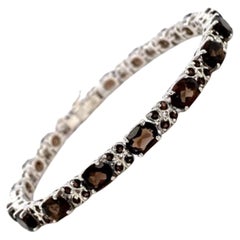 16.15 Carat Smoky Topaz Gemstone Tennis Bracelet for Mom in 925 Sterling Silver