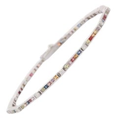 Pulsera de tenis clásica de lujo con múltiples zafiros para mamá Joyas de plata 925