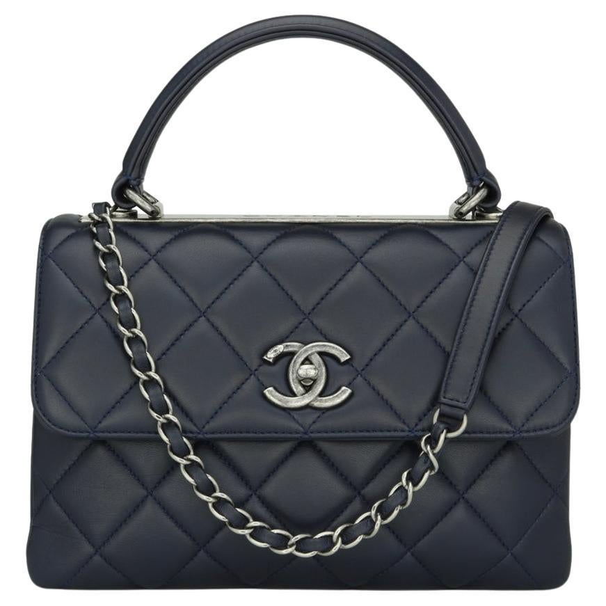 CHANEL Trendy CC Bag Small Navy Blue Lambskin Ruthenium Hardware 2015