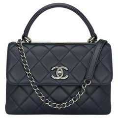 CHANEL Trendy CC Bag Small Navy Blue Lambskin Ruthenium Hardware 2015