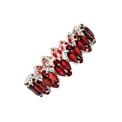 56.16 Ct Natural Deep Red Garnet Sterling Silver Wide Tennis Bracelet for Gift