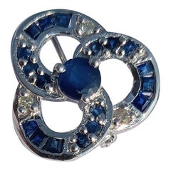 Broche Flor de amapola de zafiro azul Elaborado en plata de ley 925