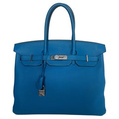 Hermes Blue Zanzibar Candy Birkin 35 Bag