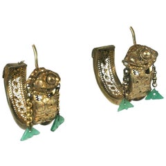 Antique Chinese Filigree Hoops