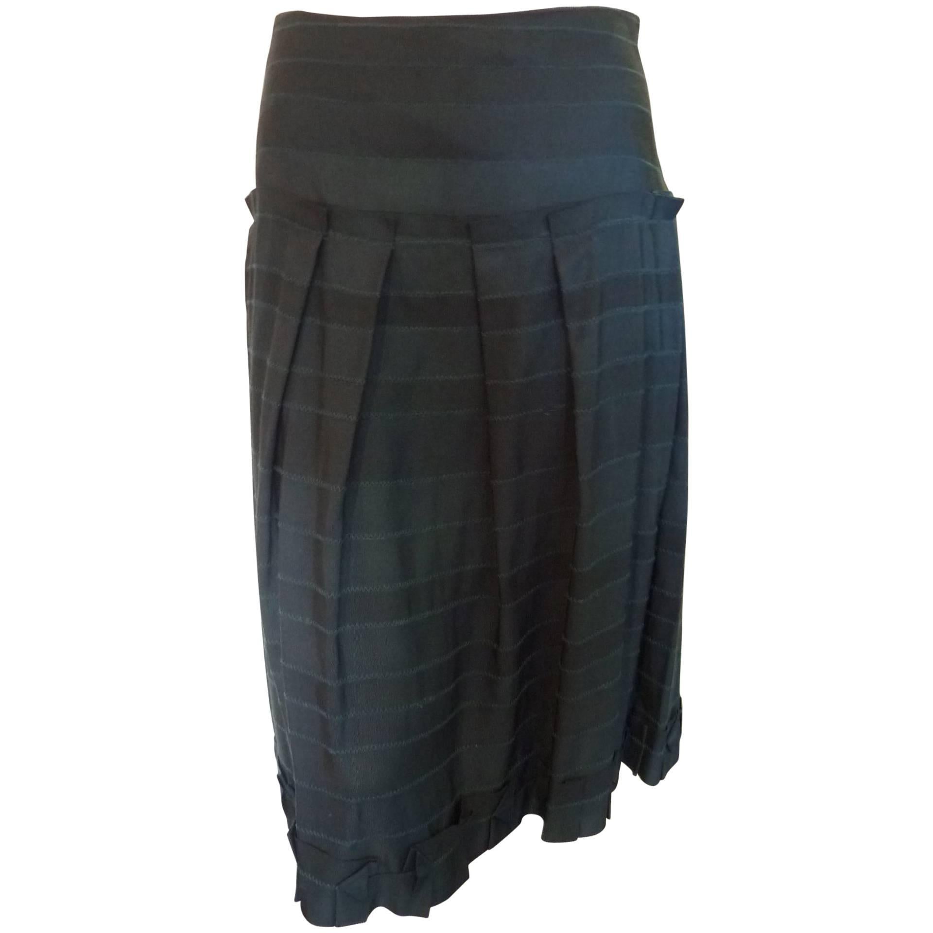 Lela Rose Dark Green Skirt with Origami Details (4) For Sale