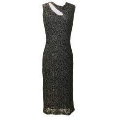 Alexander McQueen 1990s Grey and Black Beaded Lace Midi Dress 11