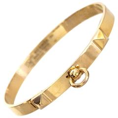 Hermes 18k Yellow Gold Collier de Chien CDC PM Bracelet sz SH 2