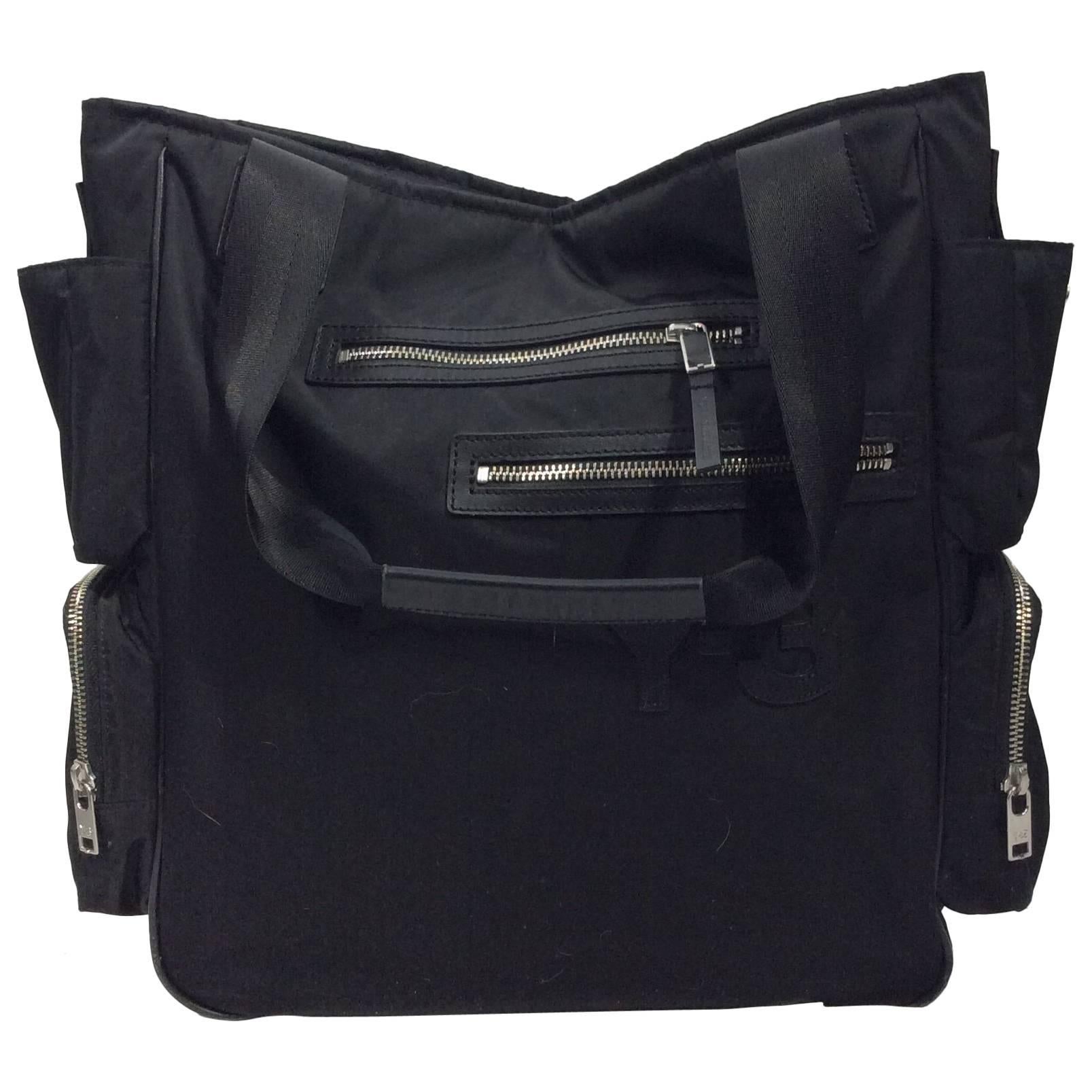 Yohji Yamamoto Multi Pocket Black Handbag For Sale