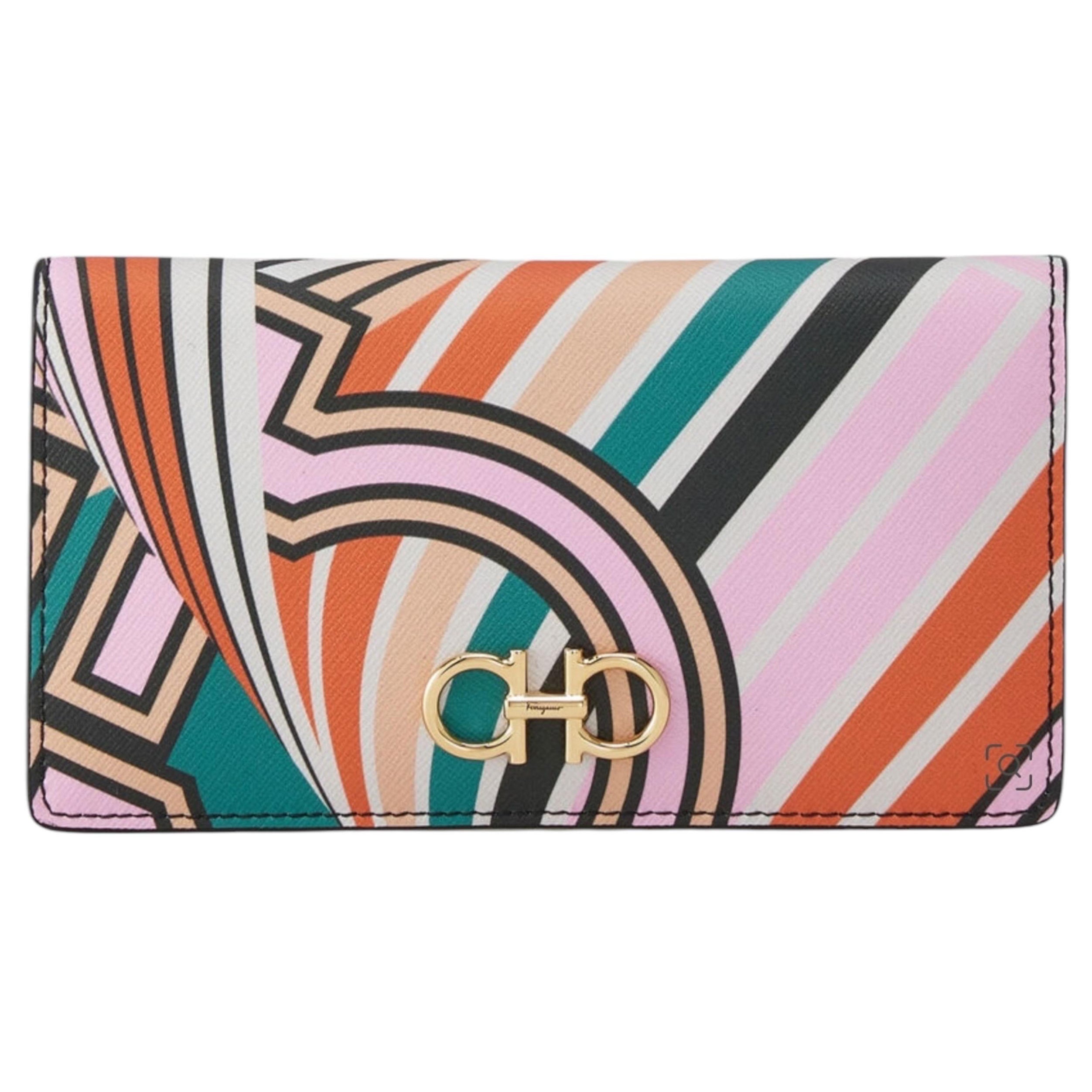 NEW Salvatore Ferragamo Multicolor Gancini Wallet - Full Set For Sale