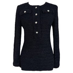 Chanel New CC Buttons Black Tweed Jumper 40 FR