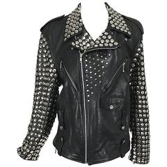 Vintage heavily studded black leather motorcycle jacket mens small