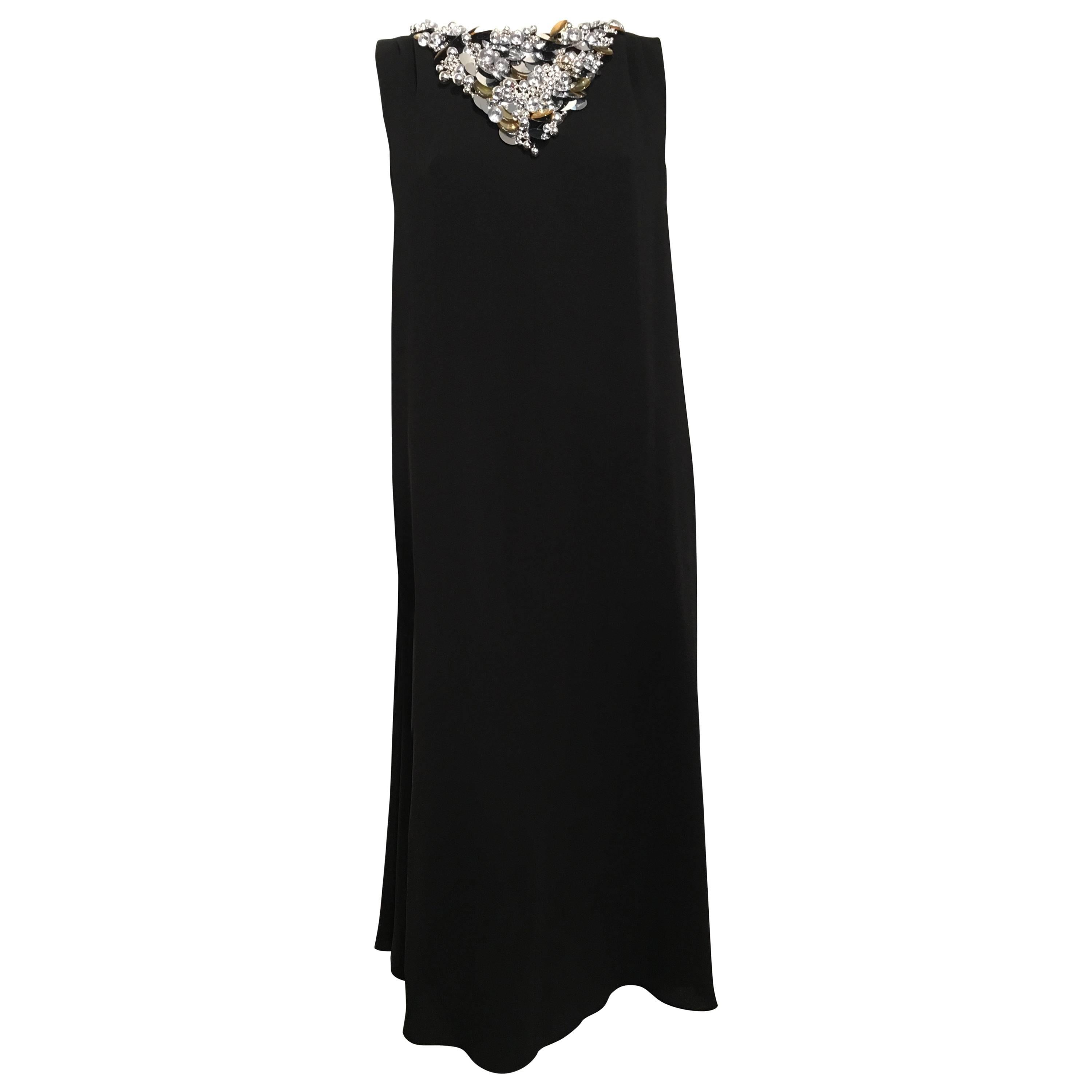 Chanel Embellished Black Cocktail Dress (Resort 2015) Sz 42 (Us 10) For Sale
