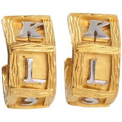 Vintage Karl Lagerfeld Paris Signed Clip on Earrings KL logo 1