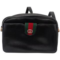 1970s Gucci black leather Shoulder Bag