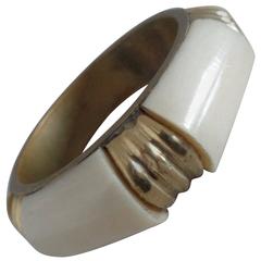 Vintage Gold white tone Bangle Bracelet 1