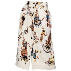 Hermès Cotton & Linen Printed Skirt