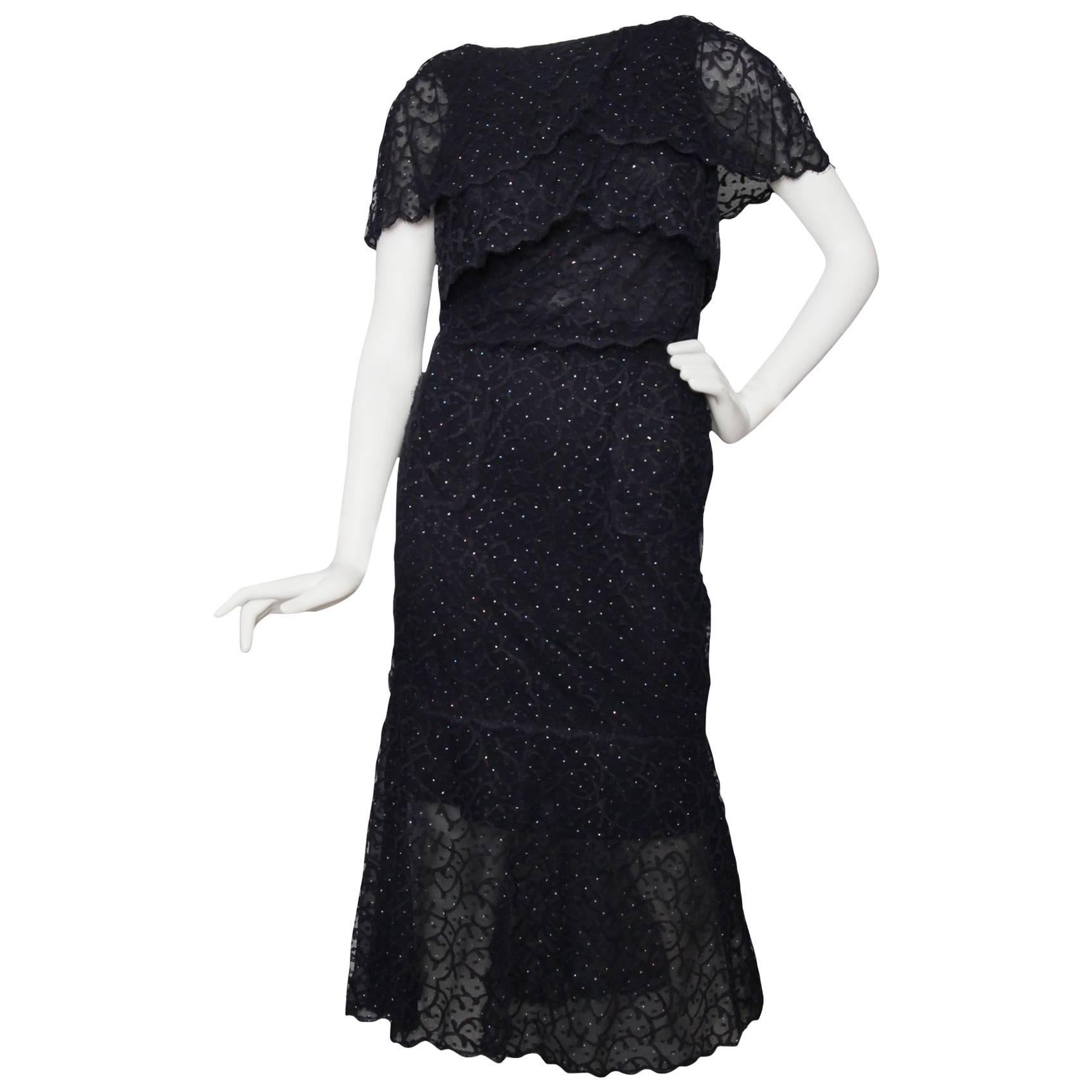 A Chanel Two-Piece Midnight Blue Lace Encemble 