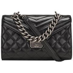 Chanel Black Quilted Sheepskin Flap Bag With Handle