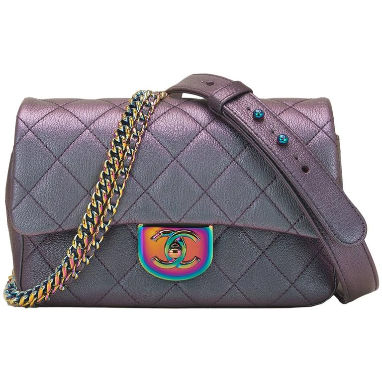 Chanel Iridescent Purple Mermaid Classic Small Flap For Sale at
