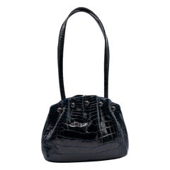 Borsa vintage Judith Leiber blu notte in alligatore e lapislazzuli
