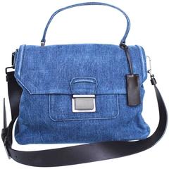 New MIU MIU Borsa Denim Blue Satchel Bag 