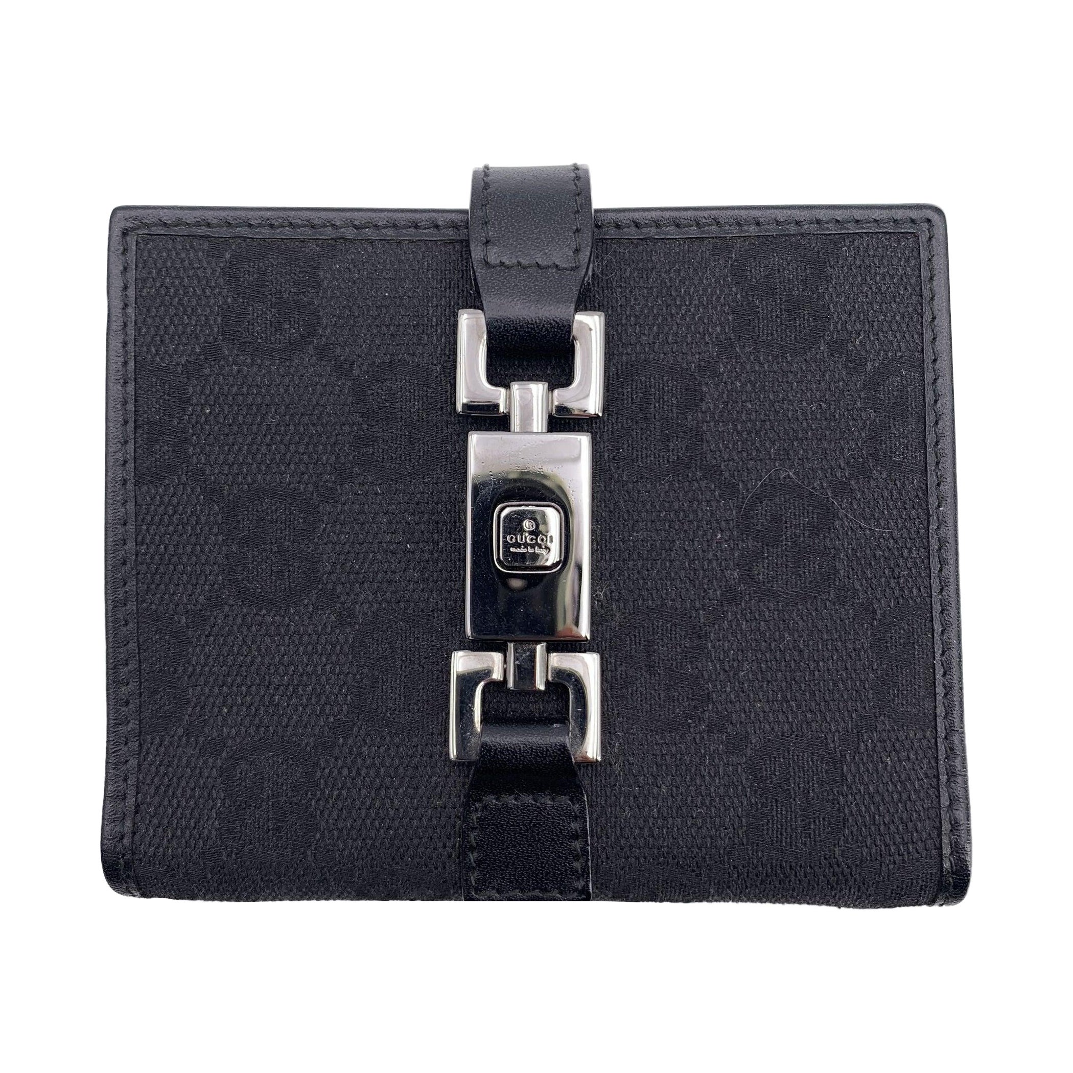 Gucci Black Monogram Canvas and Leather Jackie Address Book For Sale