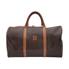 Celine Vintage Marrón Macadam Canvas Duffel Bolso Weekender