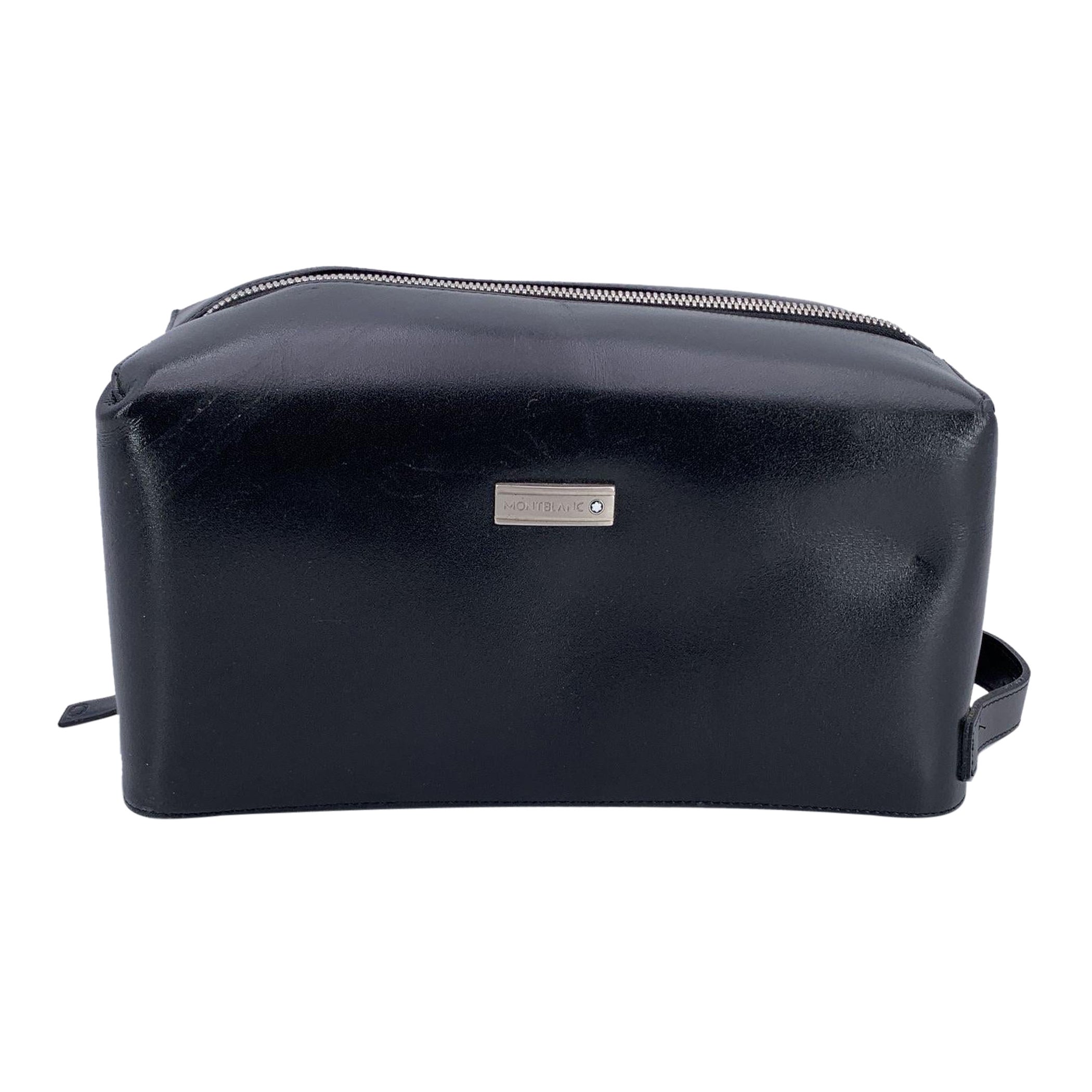 Neceser de piel negro Montblanc Trousse Wash Cosmetic Bag en venta