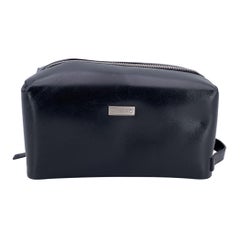 Montblanc Black Leather Toiletry Trousse Wash Cosmetic Bag