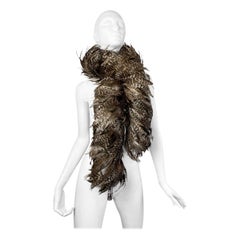 2000s BROWN PHEASANT FEATHERS MAXI SCARF
