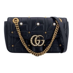 Gucci Black Wuilted Leather Pearly Marmont Shoulder Bag