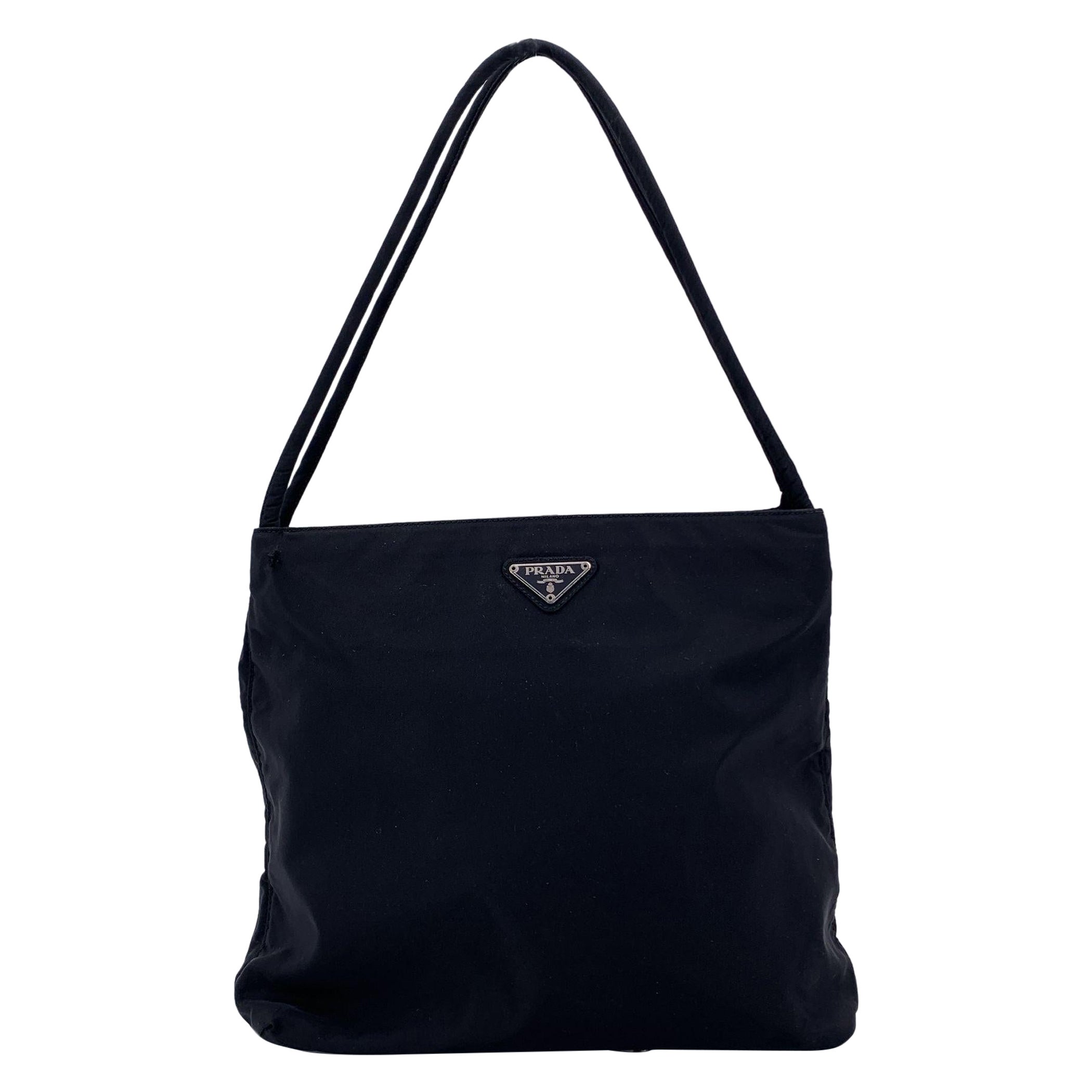Prada Vintage BlackTessuto Nylon City Tote Handbag For Sale