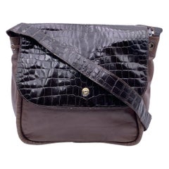 Fendi Vintage Brown Embossed Patent Leather Shoulder Bag