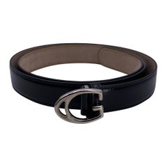 Gucci Black Leather Belt with Silver Metal G Buckle Size 110/44