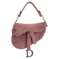 Christian Dior Pink Velvet Mini Saddle Bag with Crystals
