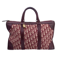 Christian Dior Vintage Burgundy Logo Monogram Oblique Satchel Bag
