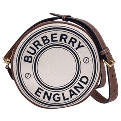 Burberry Beige Canvas Logo Print Louise Round Crossbody Bag