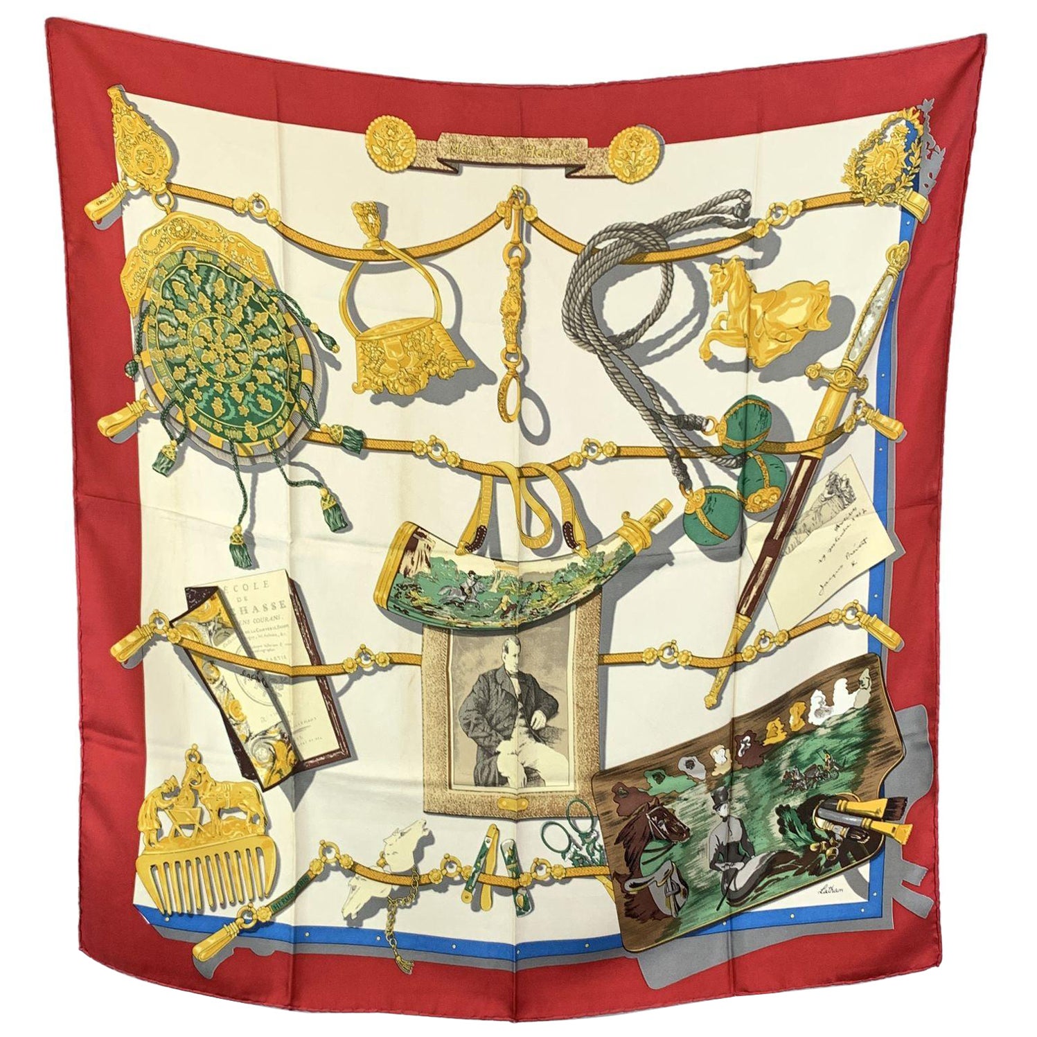 Hermes Vintage Silk Scarf 1992 Memoires D'Hermes Cathy Latham For Sale