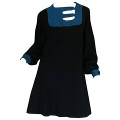 c1967 Pierre Cardin Demi-Couture Cut Out Neckline Dress 1