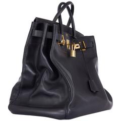 Hermes HAC Haut a Courroies Black Birkin 45cm Bag with GHW